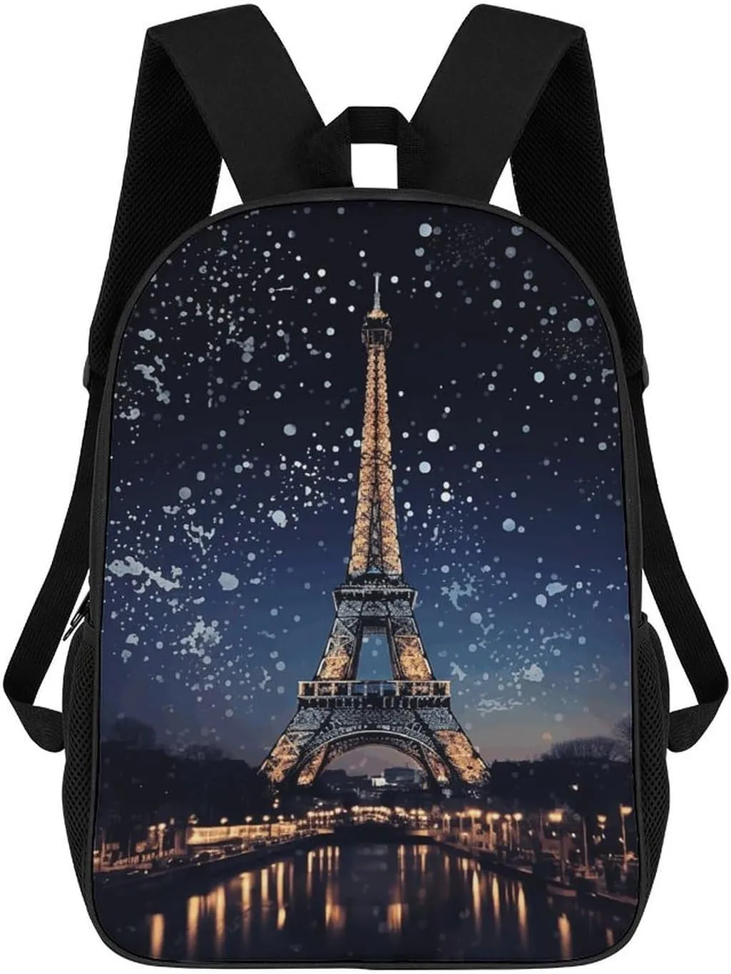 17 Inch Ordinary Backpacks,backpack for Men,Night Paris Eiffel Tower Print Backpack,suitable for Work,travel,business Trips,etc