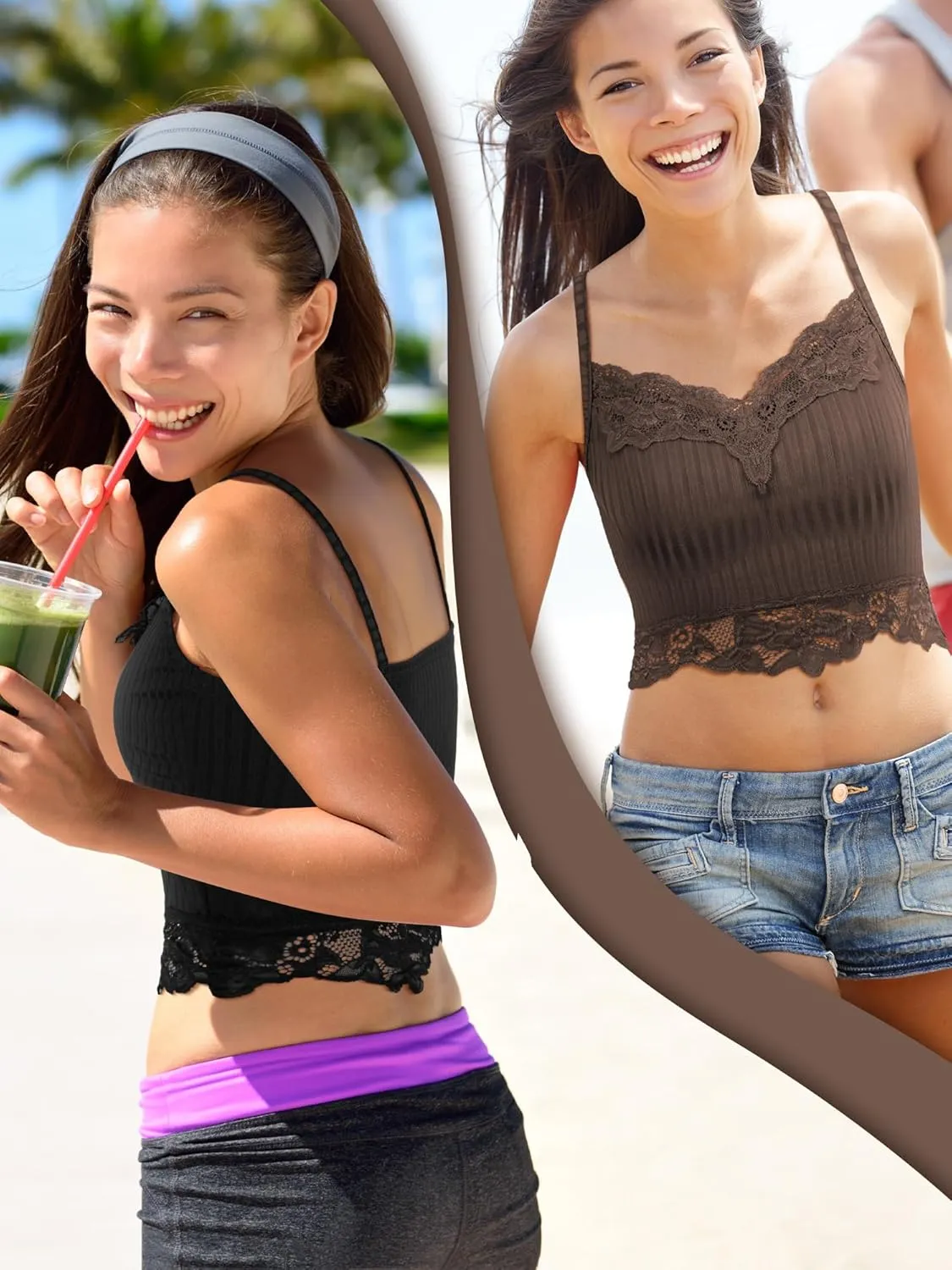 6 Pack Fairy Grunge Y2K Tops, Lace Patchwork Crop Tops Ribbed Knitted Cropped Cami Tank Top Y2K Clothing for Women Girls