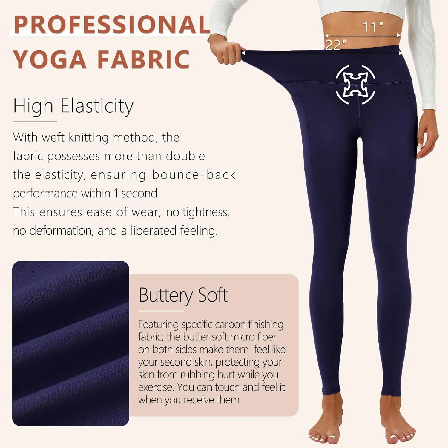 ALAVIKING Yoga Pants for Women Double Layer High Waisted Yoga Leggings Tummy Control Workout Pants with Pocket Stretchy