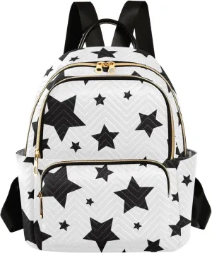 ALAZA Mini Backpack Purse for Women Lightweight Girls Small Size Black Stars White School Teens College Traveling