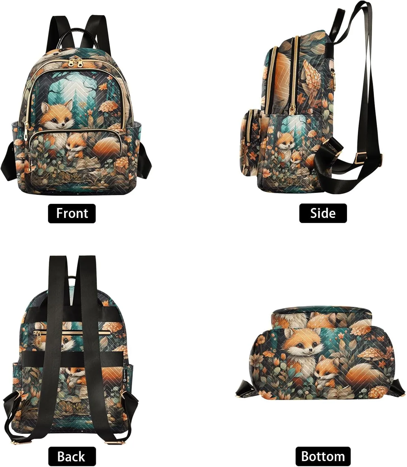 ALAZA Mini Backpack Purse for Women Lightweight Girls Small Size Fox Cute School Teens College Traveling