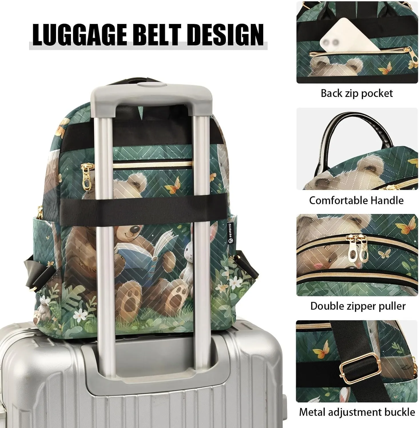 ALAZA Travel Backpack Purse for Women Fashion Anti-theft Work Casual Animals Reading Daypack Shoulder Bag Medium Size
