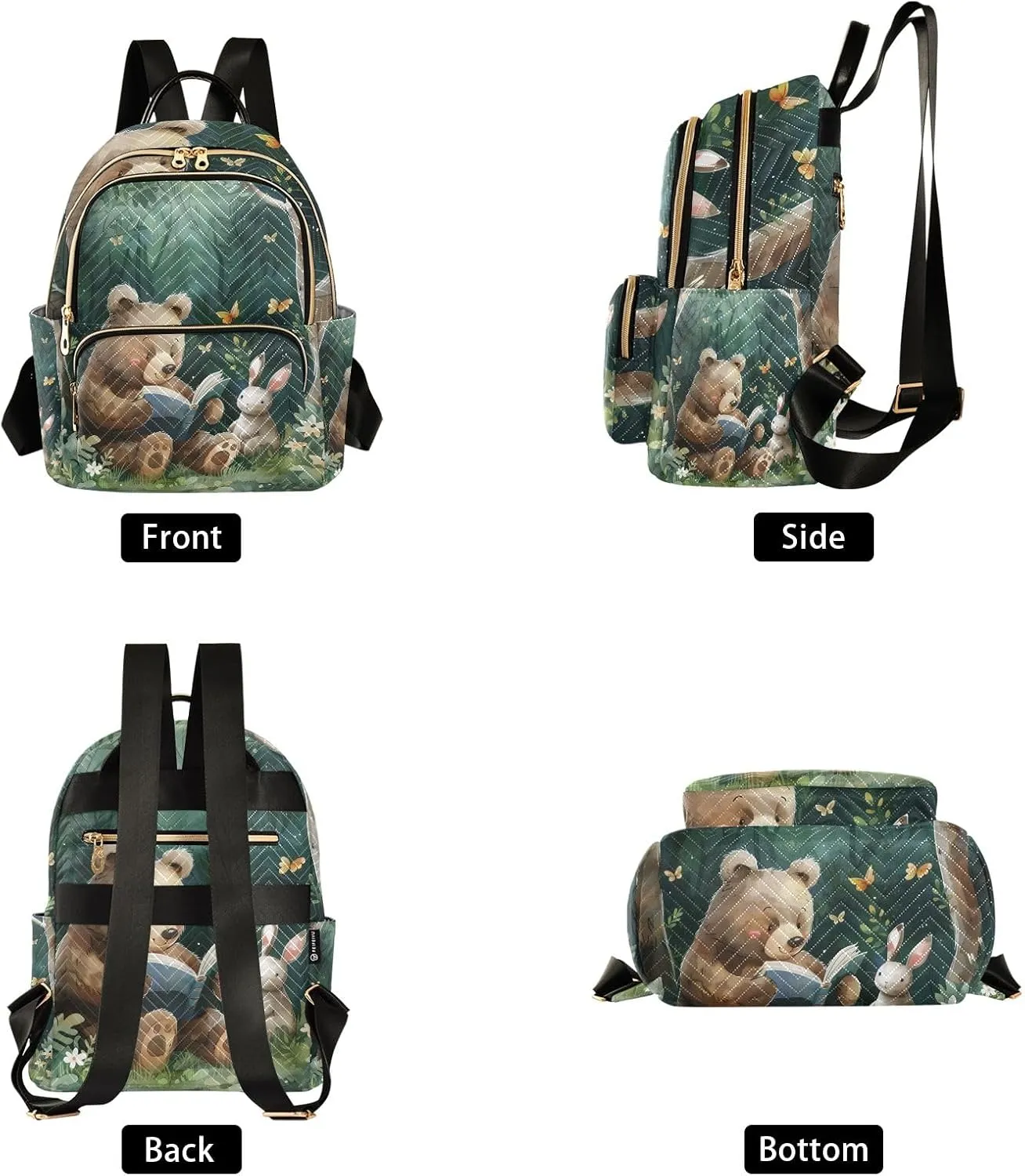 ALAZA Travel Backpack Purse for Women Fashion Anti-theft Work Casual Animals Reading Daypack Shoulder Bag Medium Size