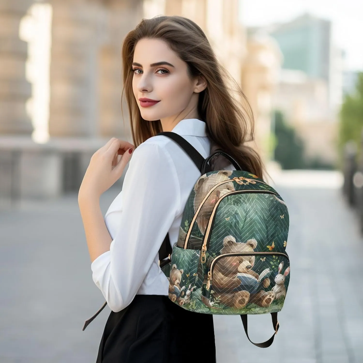 ALAZA Travel Backpack Purse for Women Fashion Anti-theft Work Casual Animals Reading Daypack Shoulder Bag Medium Size