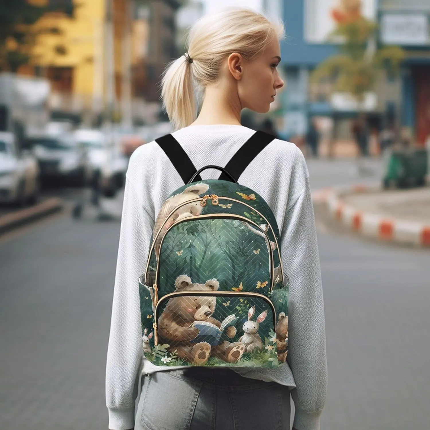 ALAZA Travel Backpack Purse for Women Fashion Anti-theft Work Casual Animals Reading Daypack Shoulder Bag Medium Size
