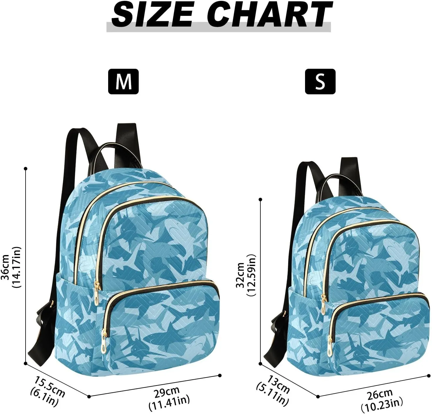 ALAZA Travel Backpack Purse for Women Fashion Anti-theft Work Casual Shark Blue Daypack Shoulder Bag Medium Size