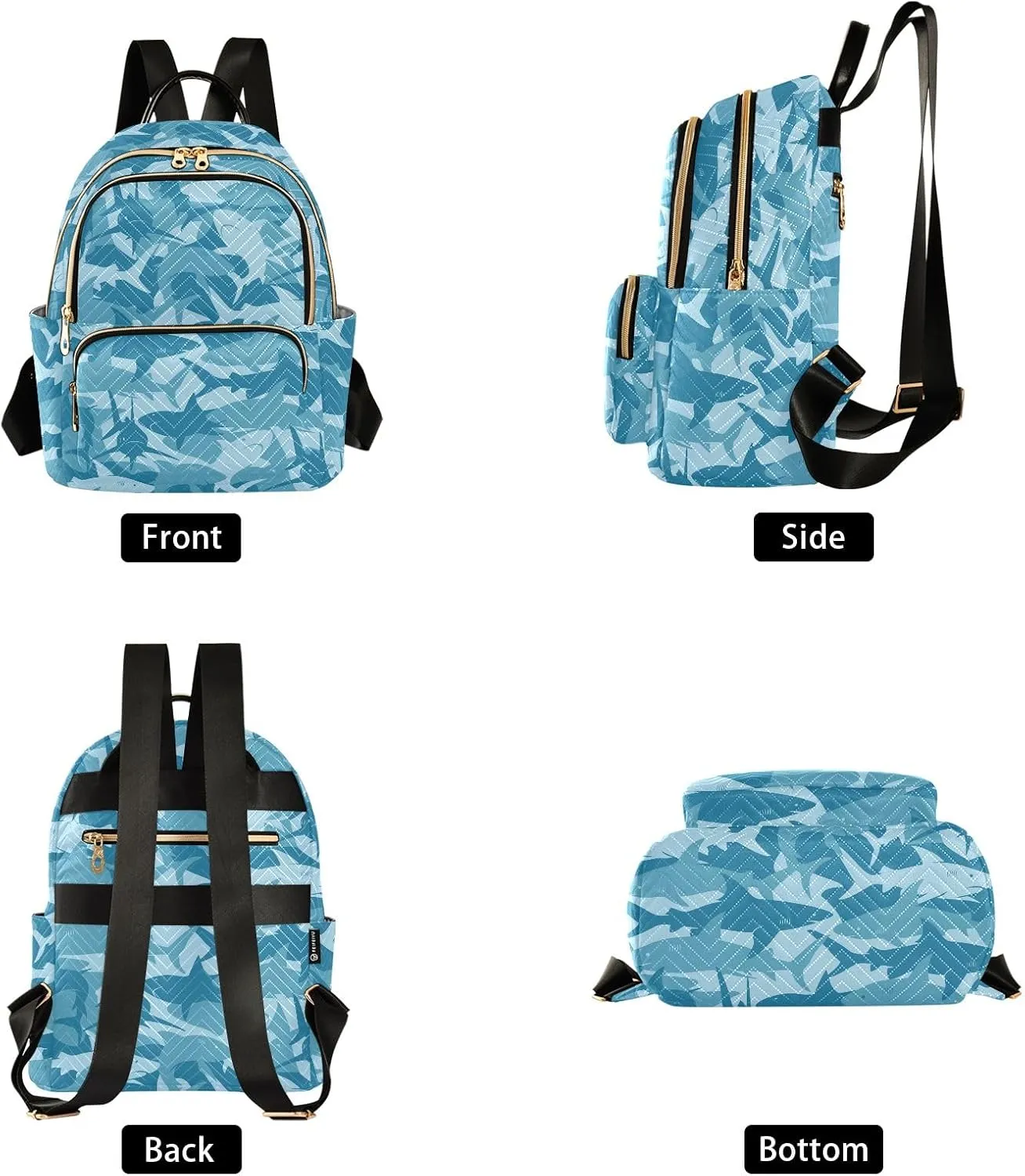 ALAZA Travel Backpack Purse for Women Fashion Anti-theft Work Casual Shark Blue Daypack Shoulder Bag Medium Size