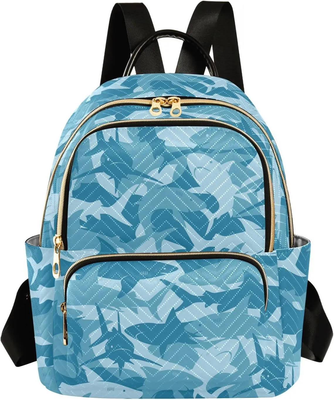 ALAZA Travel Backpack Purse for Women Fashion Anti-theft Work Casual Shark Blue Daypack Shoulder Bag Medium Size