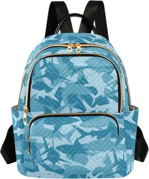 ALAZA Travel Backpack Purse for Women Fashion Anti-theft Work Casual Shark Blue Daypack Shoulder Bag Medium Size