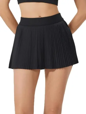 ALCEA ROSEA Womens Pleated Tennis Mini Skirt Elastic High Waisted Flowy Golf Skort Athletic Chiffon Skirts with Pockets 2809