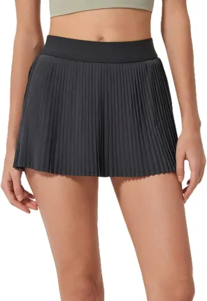 ALCEA ROSEA Womens Pleated Tennis Mini Skirt Elastic High Waisted Flowy Golf Skort Athletic Chiffon Skirts with Pockets 2809