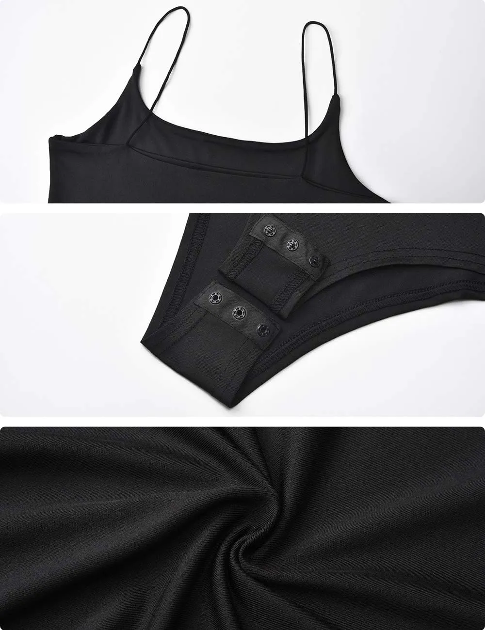 Amilia Women's Basic Casual Camisole Tank Leotard Bodysuit Tops Base Layer Cami Shirts Bodycon Jumpsuit Romper