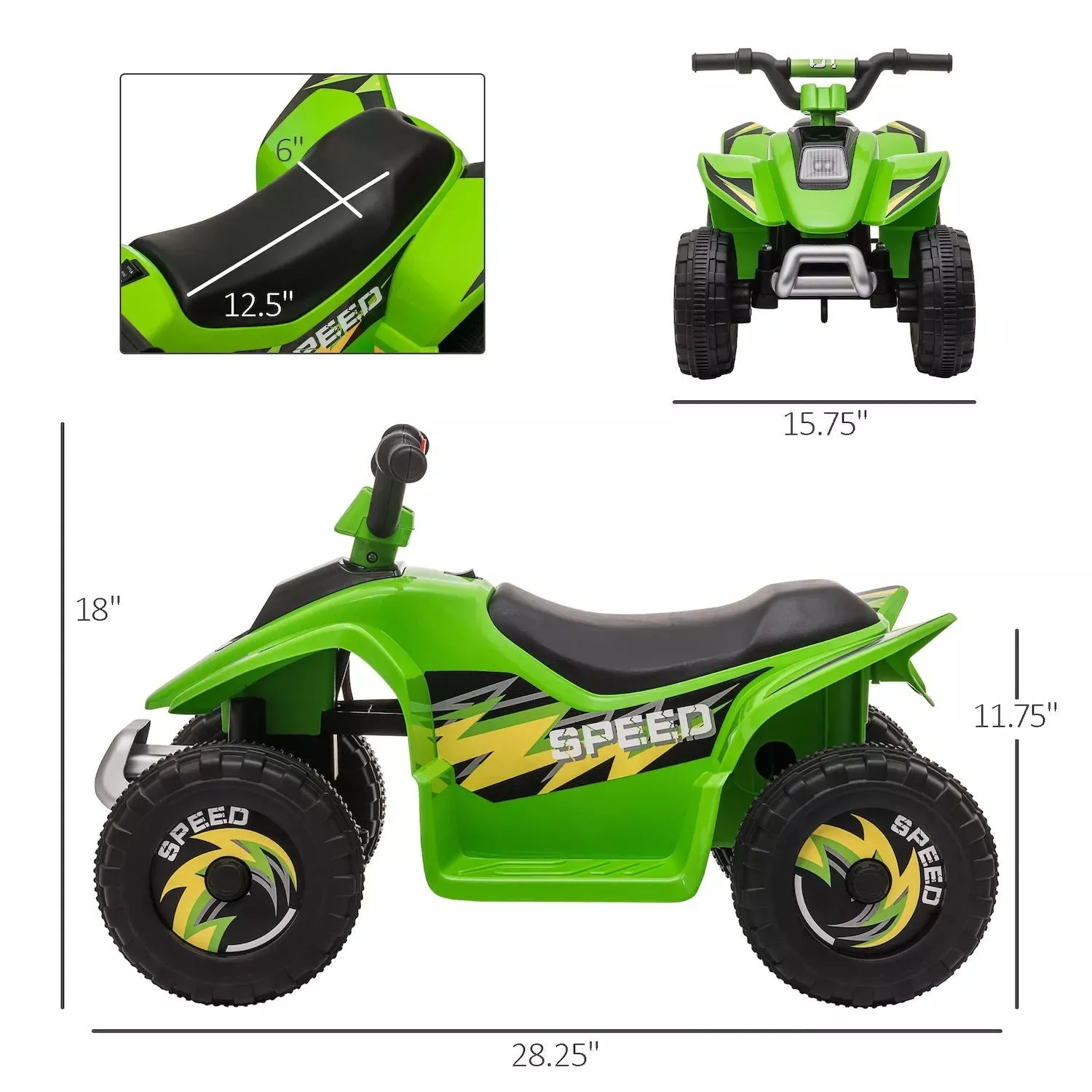 Aosom 6V Kids Ride on ATV 4 Wheeler Electric Battery Powered ATV Toy with Forward/Reverse Switch for 3 to 5 Years Old Pink Aosom ,  black