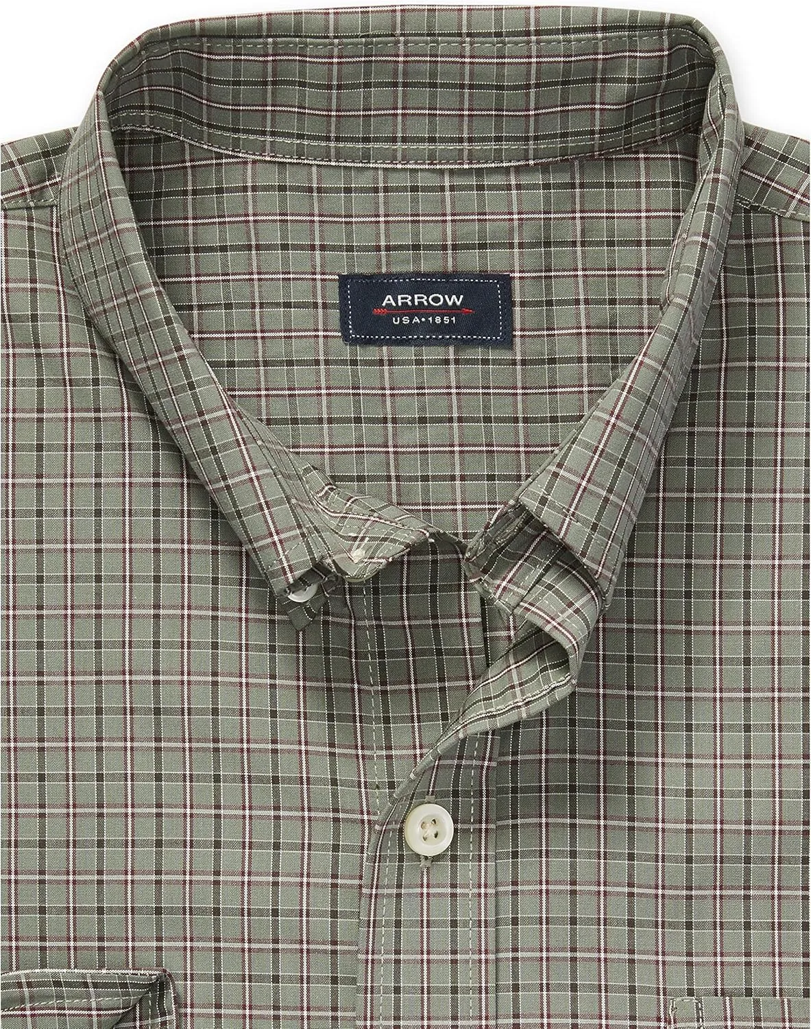 Arrow 1851 Men's Hamilton Poplins Long Sleeve Button Down Plaid Shirt