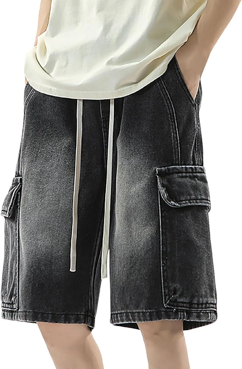 Baggy Jean Shorts for Men Casual Summer Loose Fit Hip Hop Wide Leg Denim Shorts 2025 Trendy Streetwear