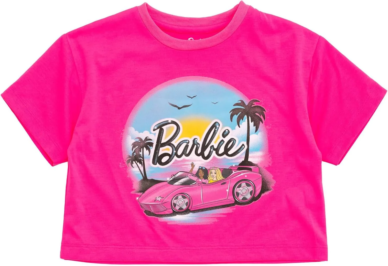 Barbie Girls Boxy Drop Shoulder T-Shirt and Mesh Tulle Skort Toddler to Big Kid Sizes (2T - 14-16)