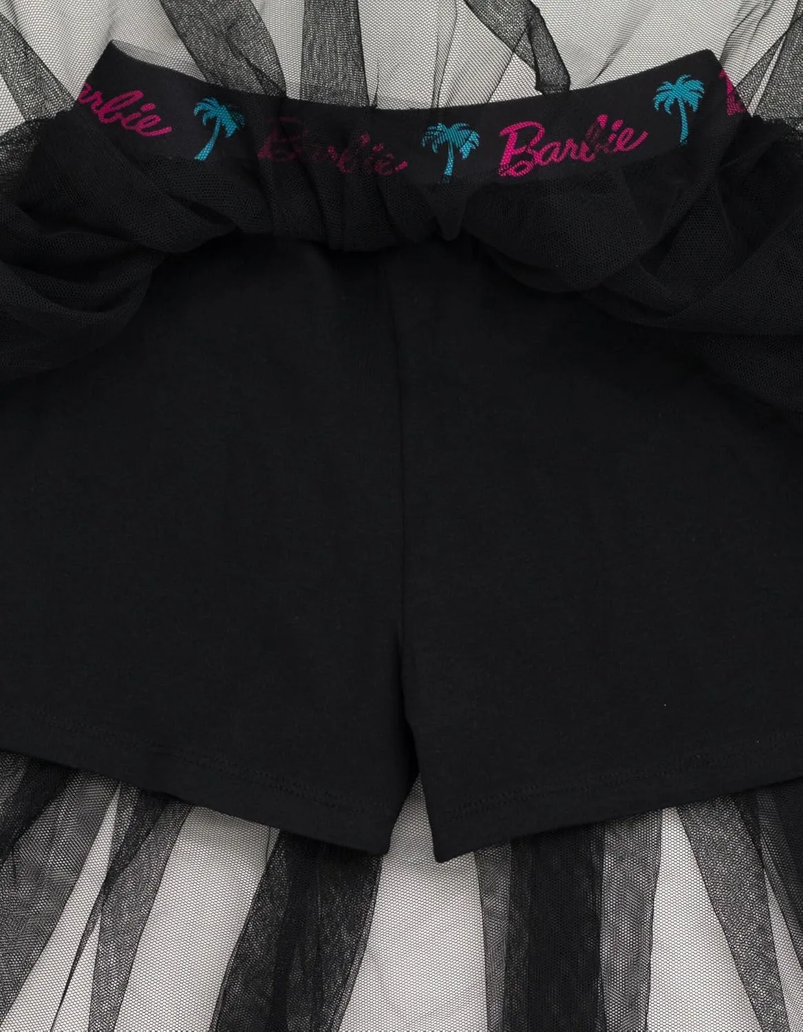 Barbie Girls Boxy Drop Shoulder T-Shirt and Mesh Tulle Skort Toddler to Big Kid Sizes (2T - 14-16)