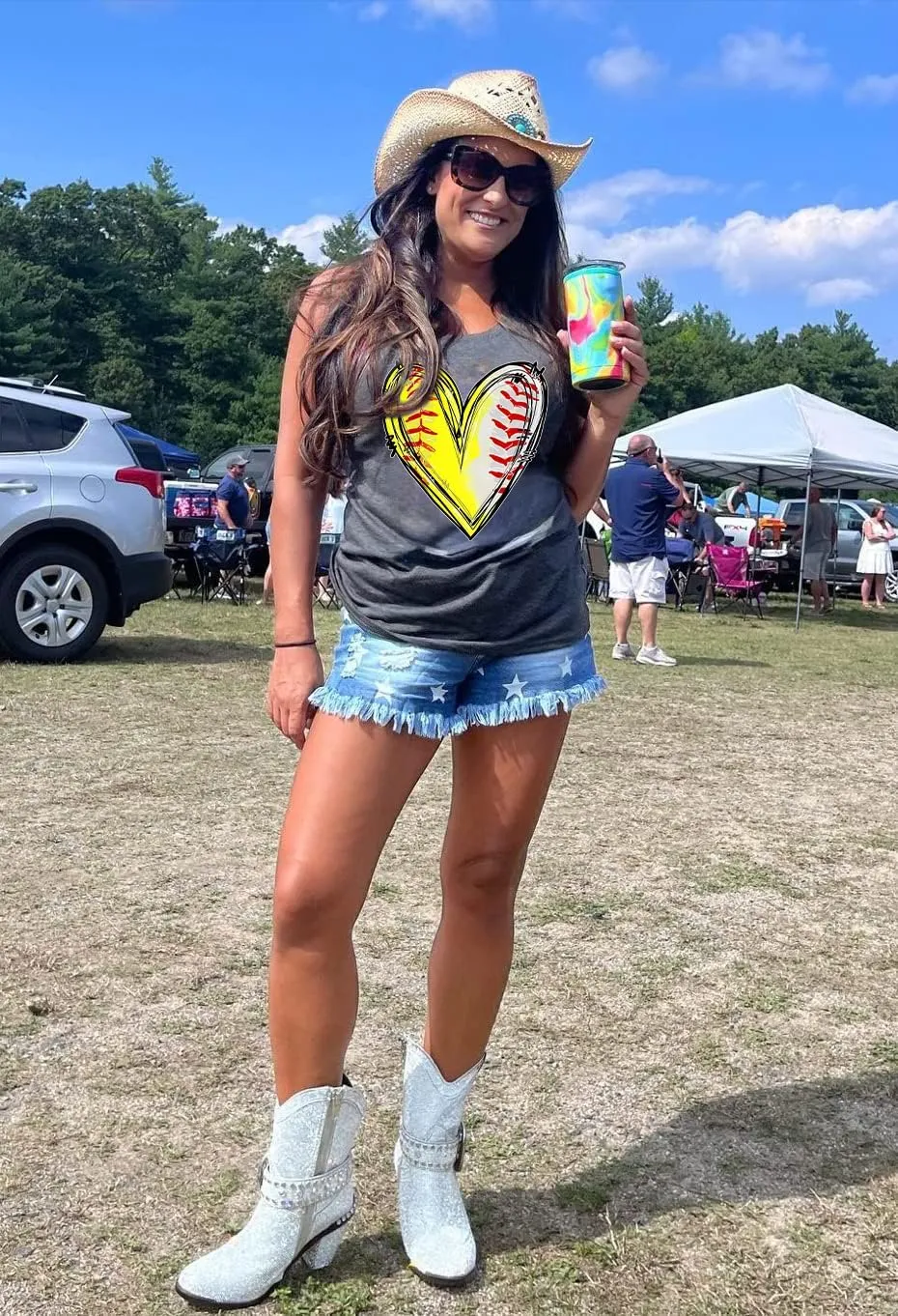 Baseball Shirt Women Baseball Tank Tops Baseball Heart Graphic Shirts Baseball Sleeveless Casual Baseball Game Vest Tops