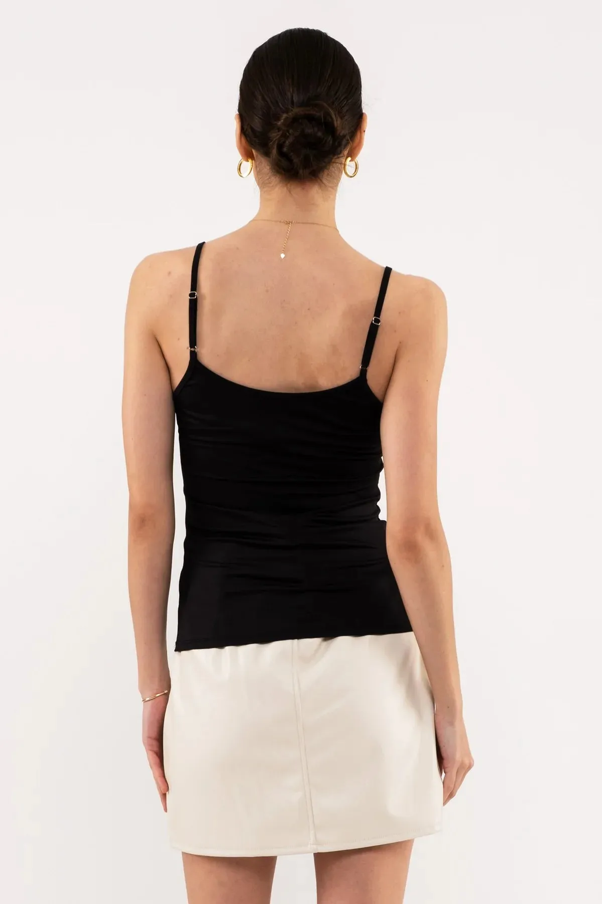 Blu pepper Solid Cami With Adjustable Straps In Black