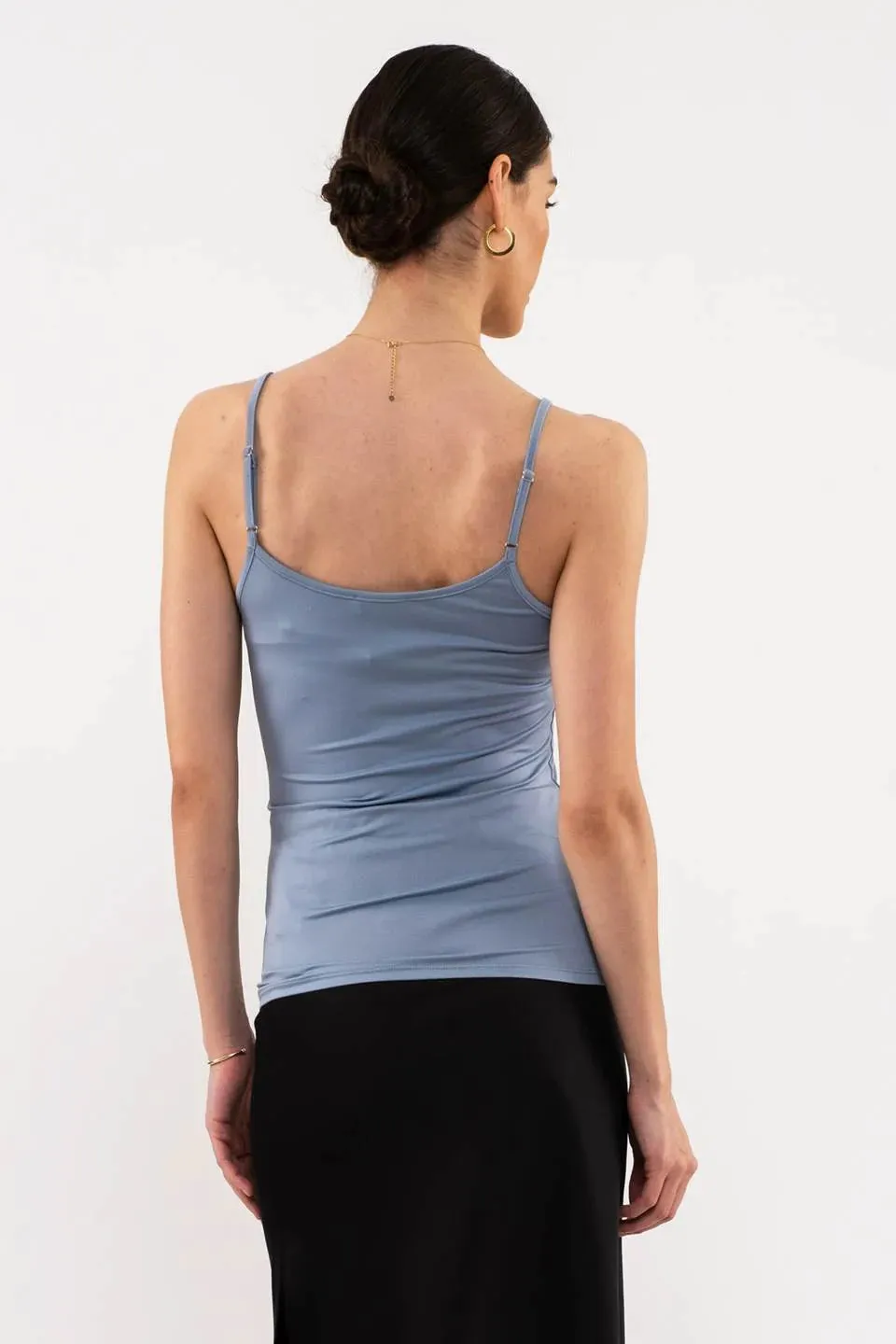 Blu pepper Solid Cami With Adjustable Straps In Dusty Blue