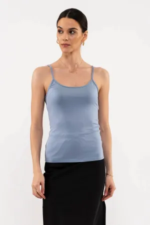 Blu pepper Solid Cami With Adjustable Straps In Dusty Blue