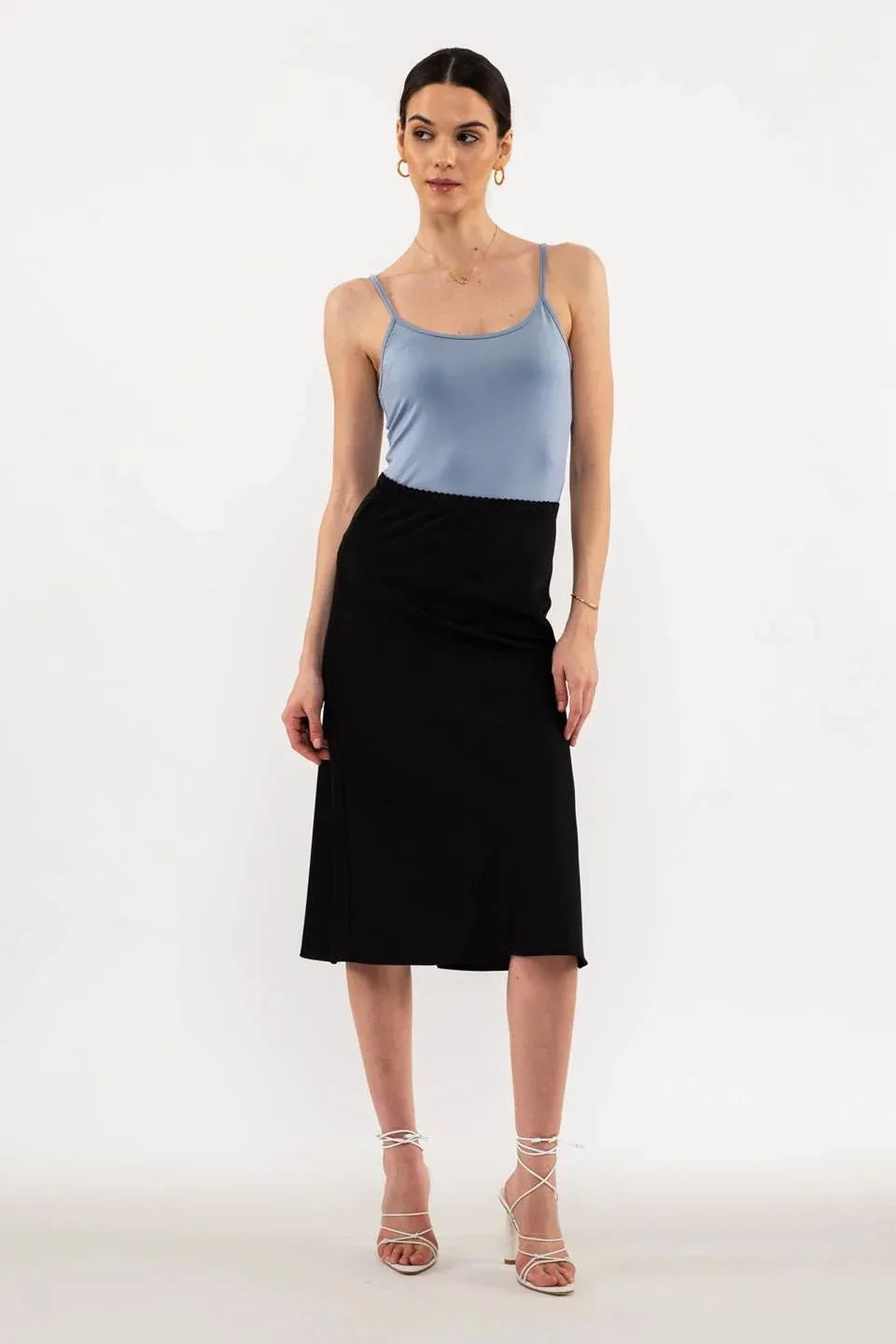 Blu pepper Solid Cami With Adjustable Straps In Dusty Blue