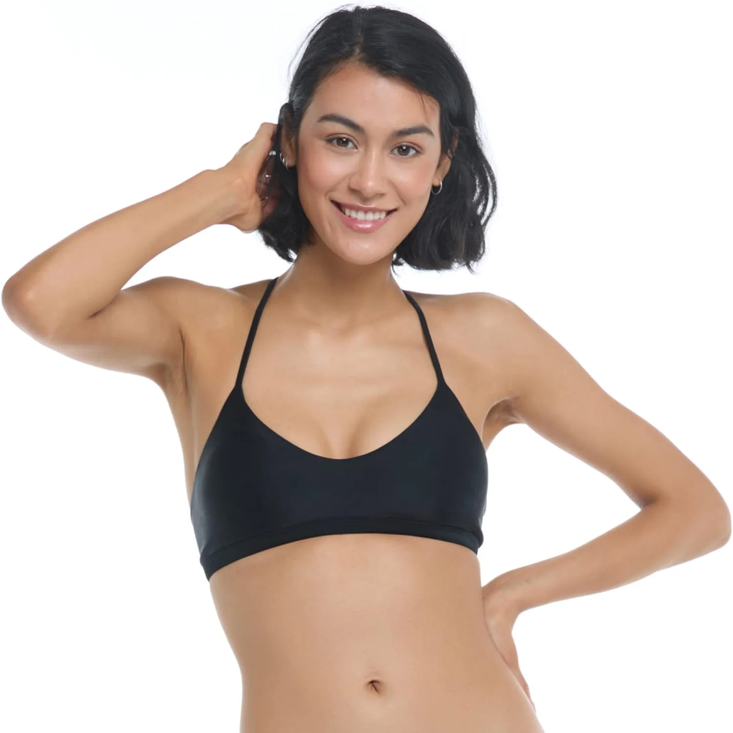 Body Glove Women's Standard Smoothies Ruth Solid Fixed Triangle Bikini Top with Adjustable Tie Back Detail