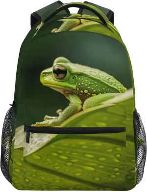 Bookbags Laptop Backpack for High School Adult Frog 1 Travel College Teens Student Casual Shoulder Daypack