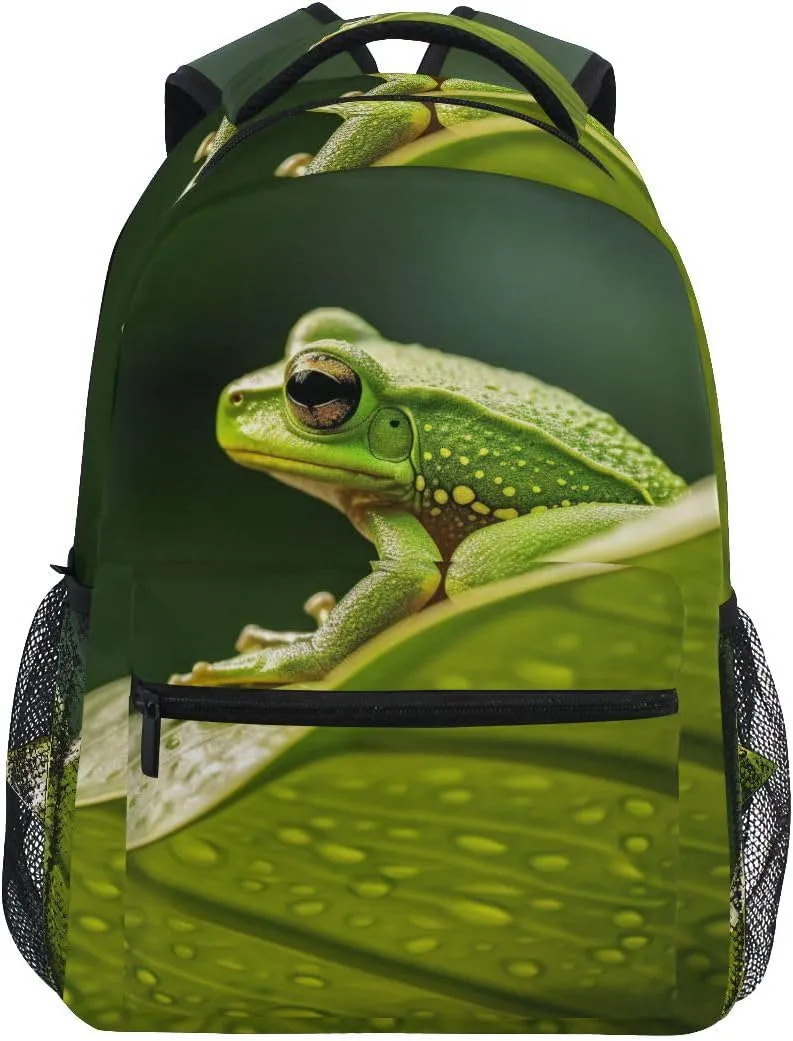 Bookbags Laptop Backpack for High School Adult Frog 1 Travel College Teens Student Casual Shoulder Daypack