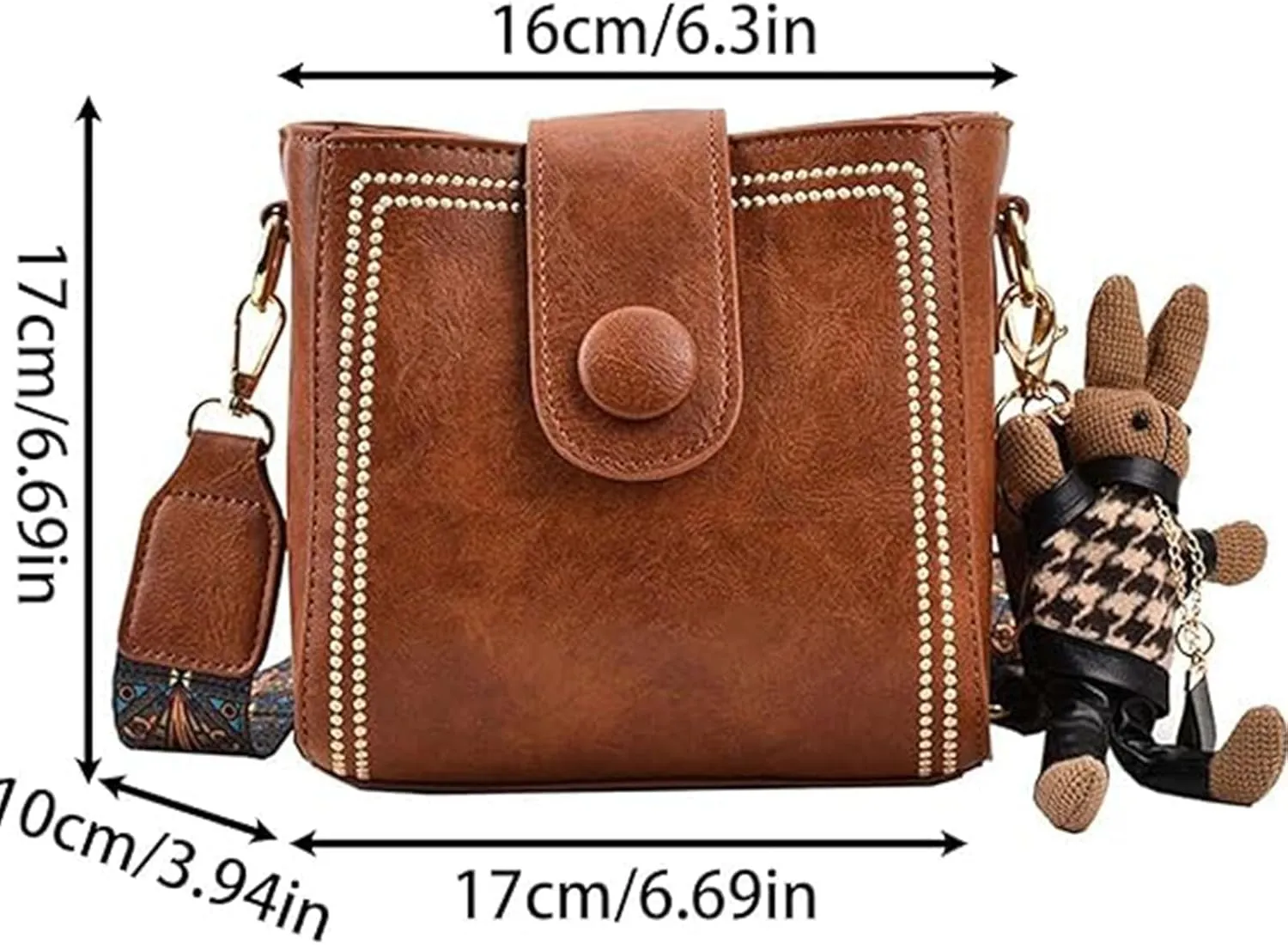 Bootara Bucket Bag, Bootara Women's Vintage Bunny Charm Bucket Bag  Convertible Shoulder Crossbody, Cute Mini