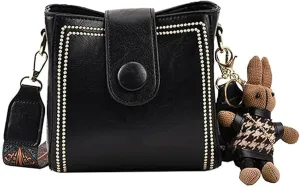Bootara Bucket Bag, Bootara Women's Vintage Bunny Charm Bucket Bag  Convertible Shoulder Crossbody, Cute Mini