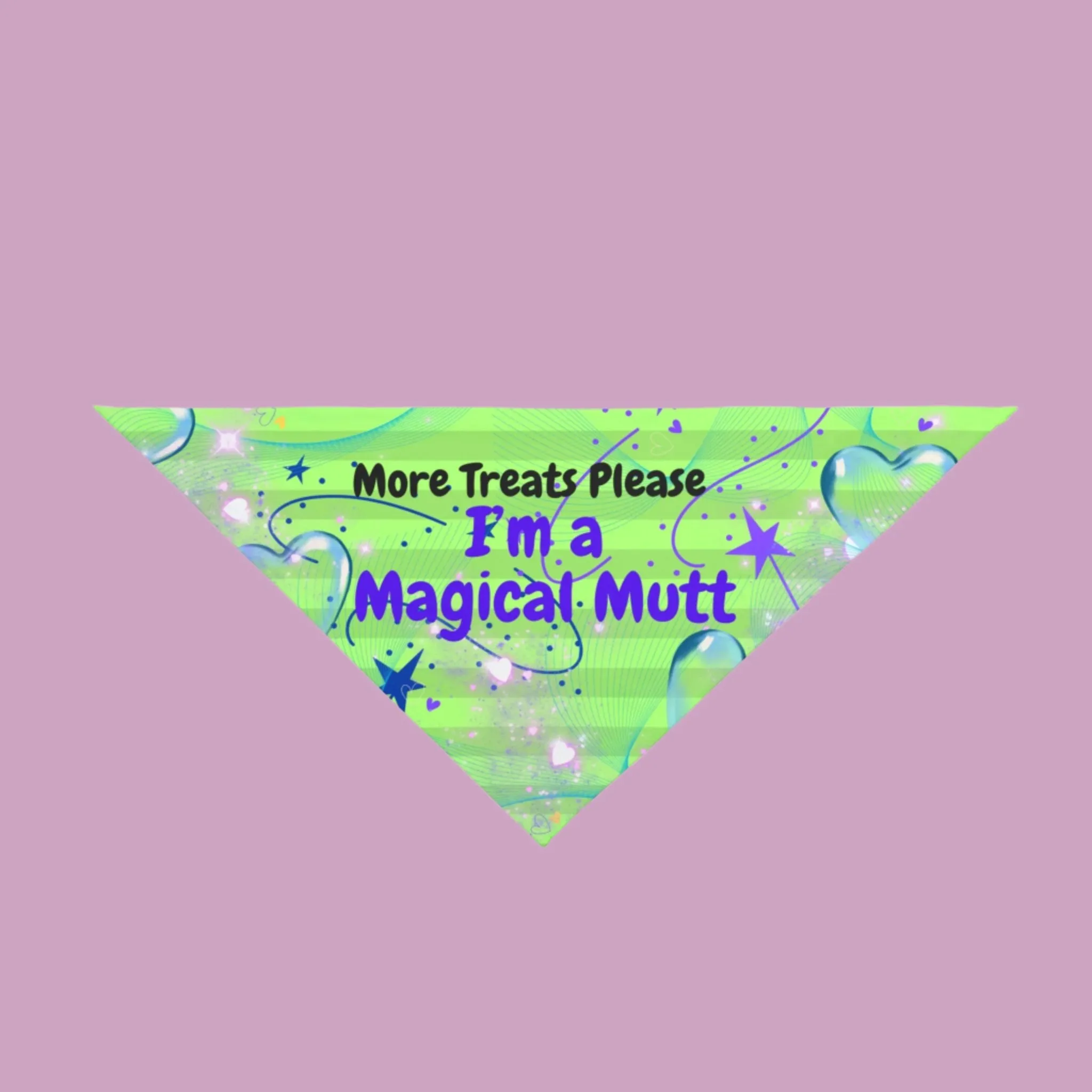 Bright Neon Green Pet Bandana with Fun "I'm a Magical Mutt" Design, Doggy Daycare and Special Occasion Pet Accessory, Pet Lover Dog Mom Gift