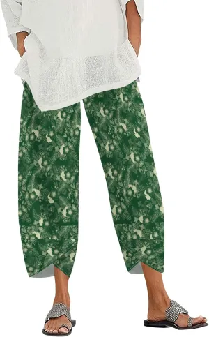 Capris Pants for Women 2025 Summer Wide Leg Plus Size Causal Patterned Printed Comfy Lightweight Trend Sweatpants