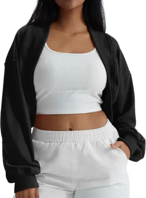 CHERFLY Womens Cropped Bolero Shrug Cardigan 2025 Batwing Y2k Sports Jacket Fall Outfits
