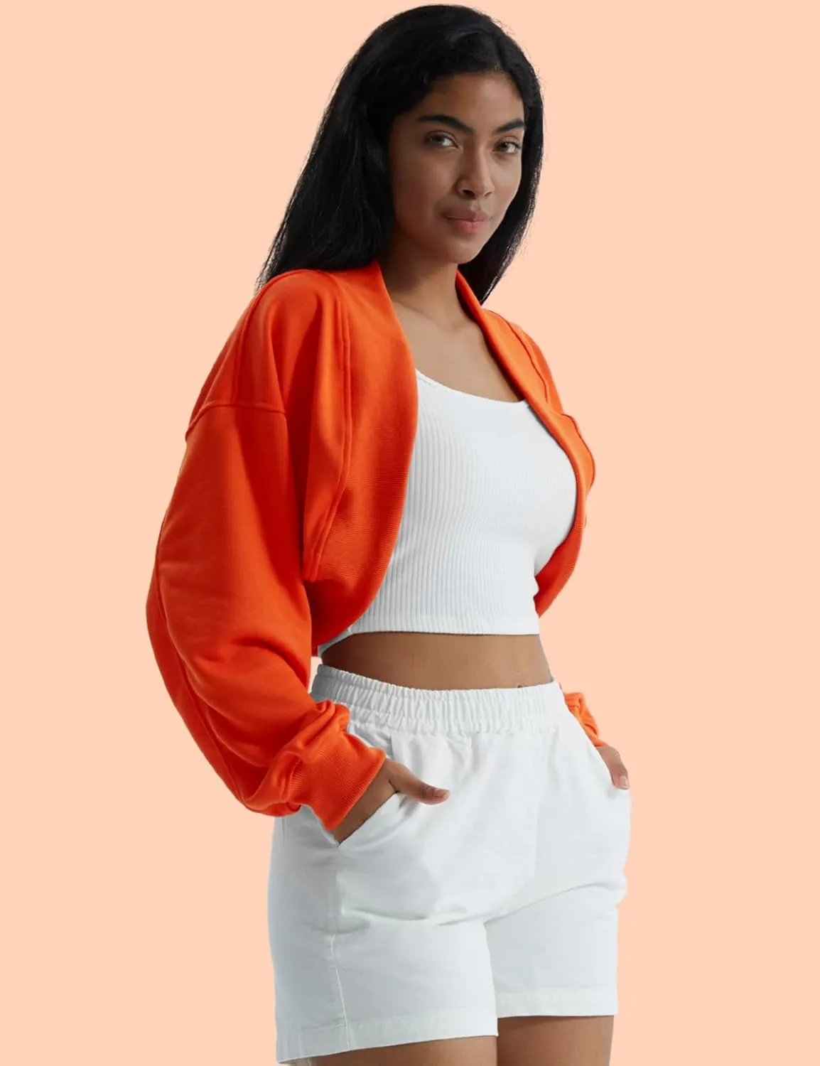 CHERFLY Womens Cropped Bolero Shrug Cardigan 2025 Batwing Y2k Sports Jacket Fall Outfits
