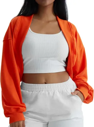 CHERFLY Womens Cropped Bolero Shrug Cardigan 2025 Batwing Y2k Sports Jacket Fall Outfits