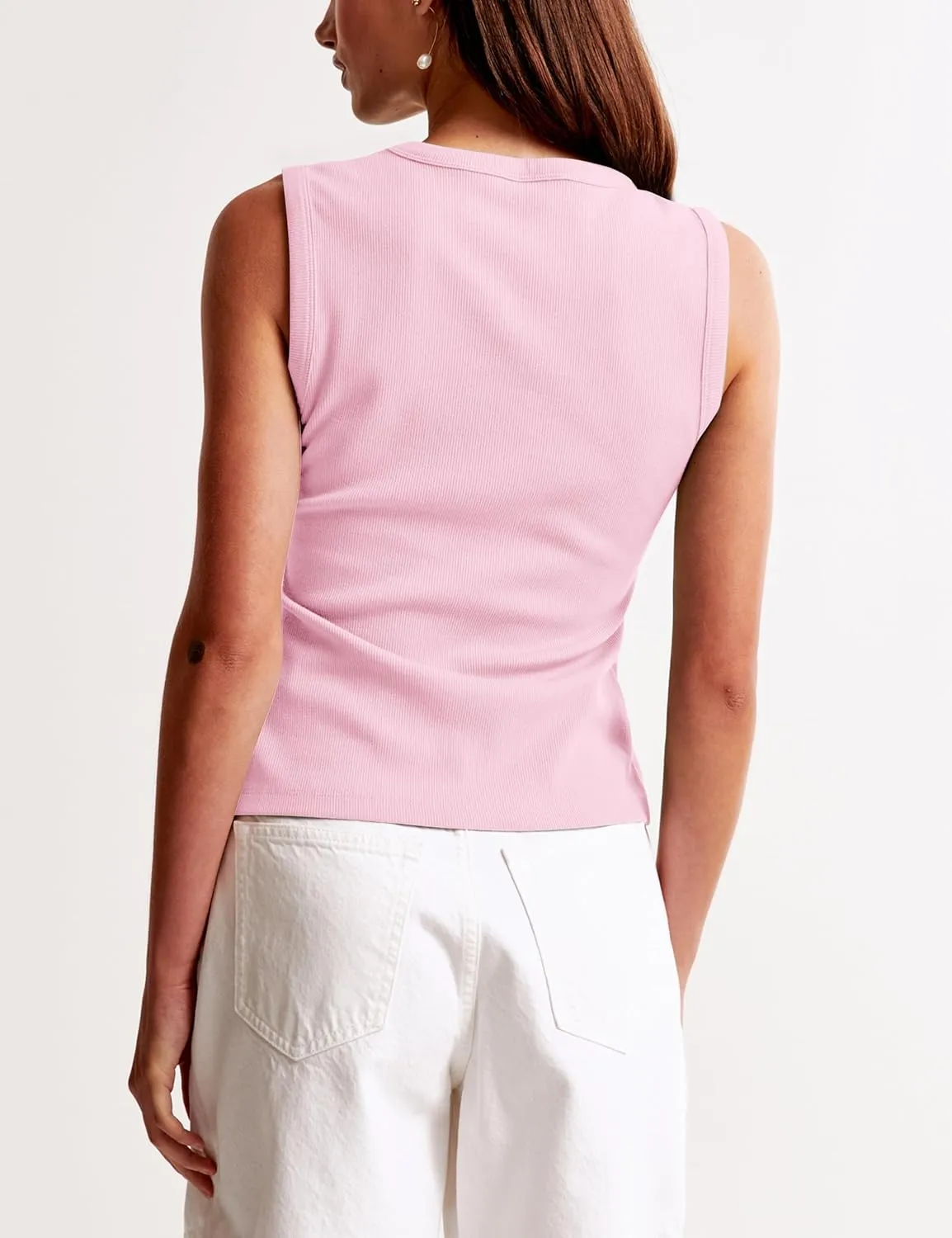 Cioatin Women Ribbed Button Down Tank Tops Sleeveless Crew Neck Slim Fit Open Front Crop Vest Going Out Y2K Clothes
