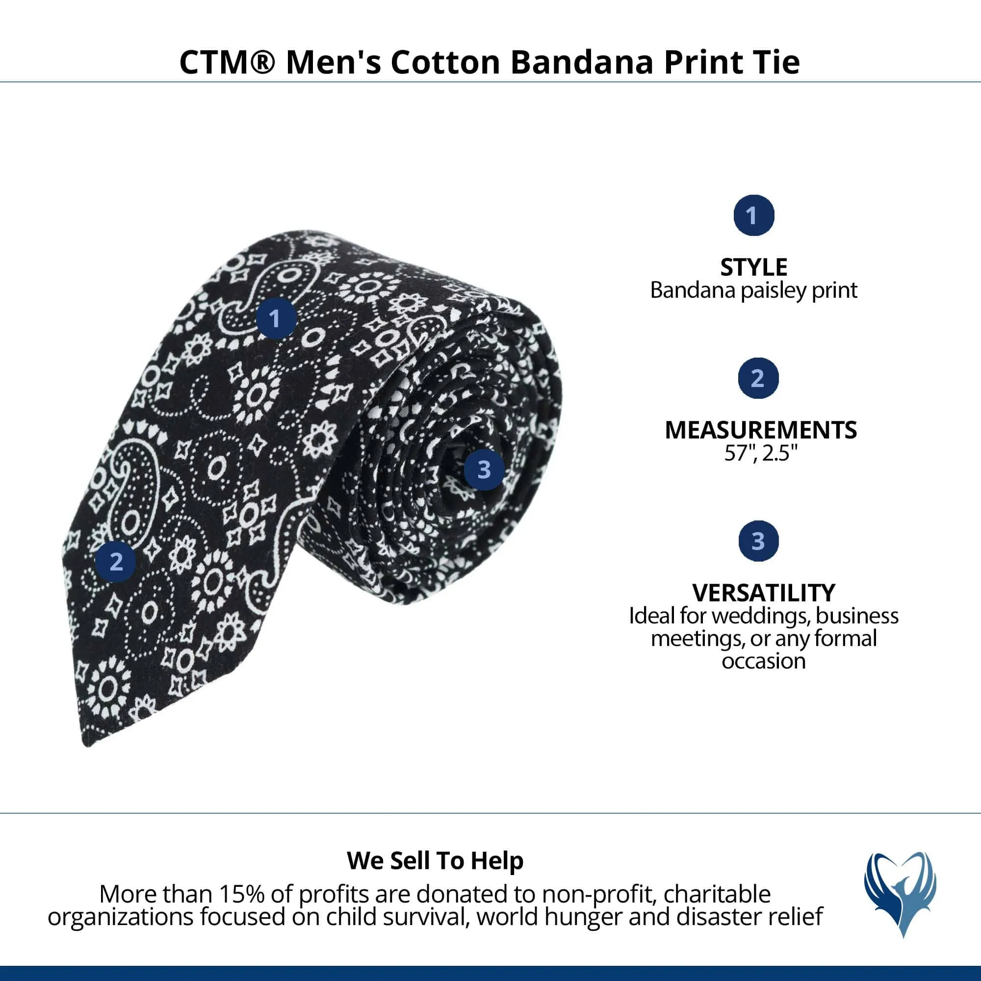 CTM® Men's Cotton Bandana Print Tie