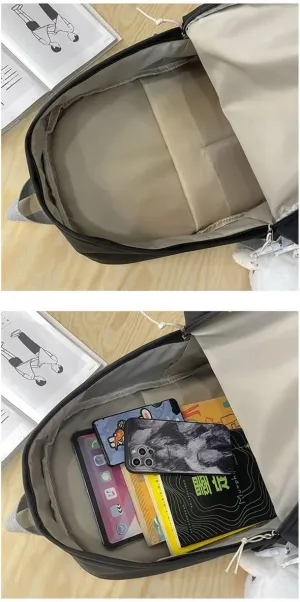 Cute Kawaii Backpack for Girl Boys, Back To School Gift Shoulder Bags Backpack Aesthetic Laptop Schoolbag for Teens(Black)