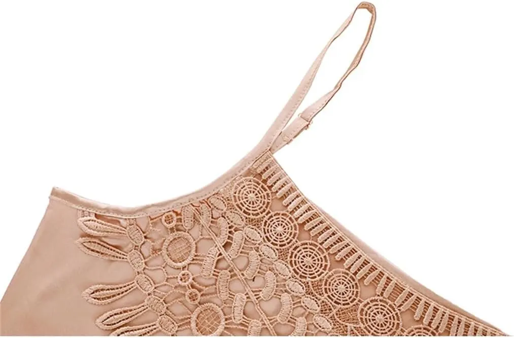 Dbdkejj Women Summer Sleeveless Camisole Patchwork Lace Hollow Tops