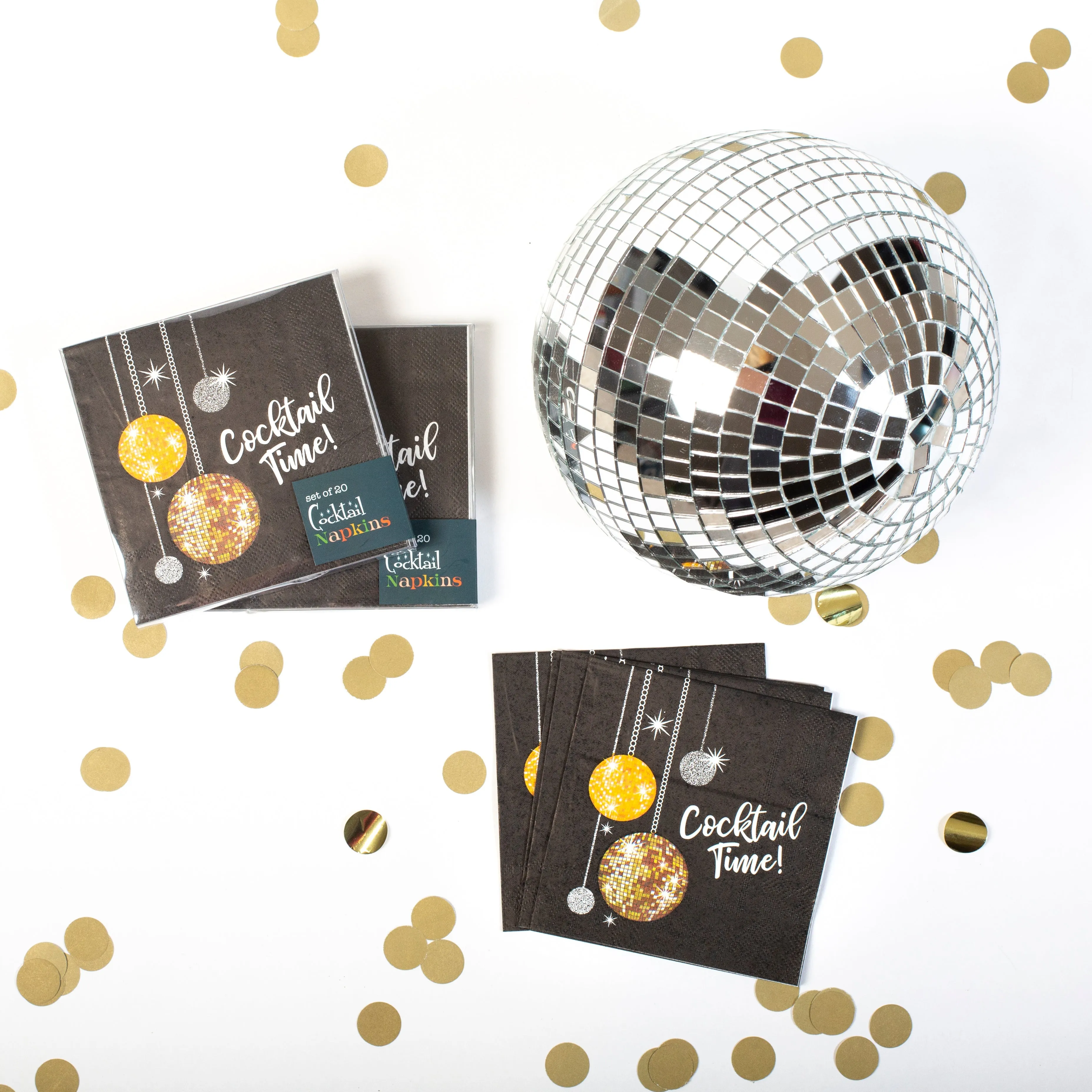 Disco Ball Cocktail Time Retro Beverage Napkin