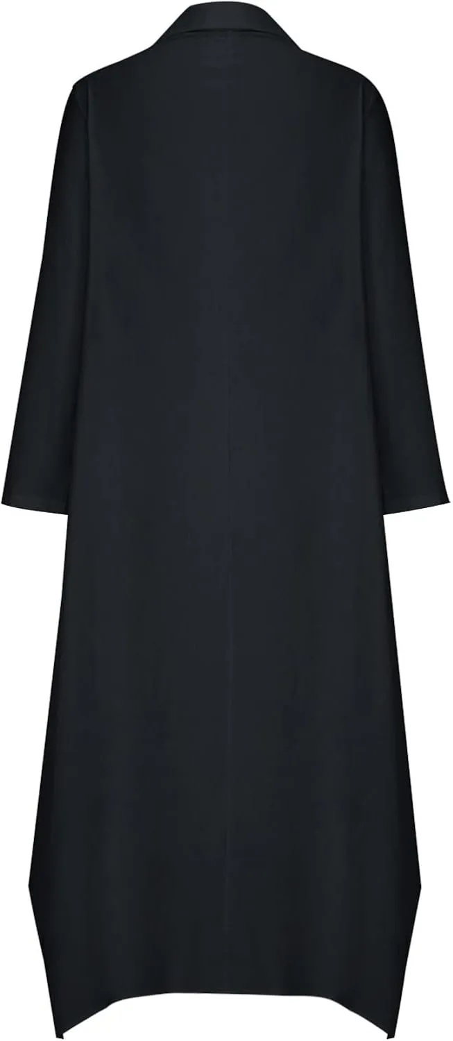 Dresses for Women Long Sleeve Cotton Linen Oversized Loose Dresses Casual Henley Button Down Flowy Dresses Fall 2024