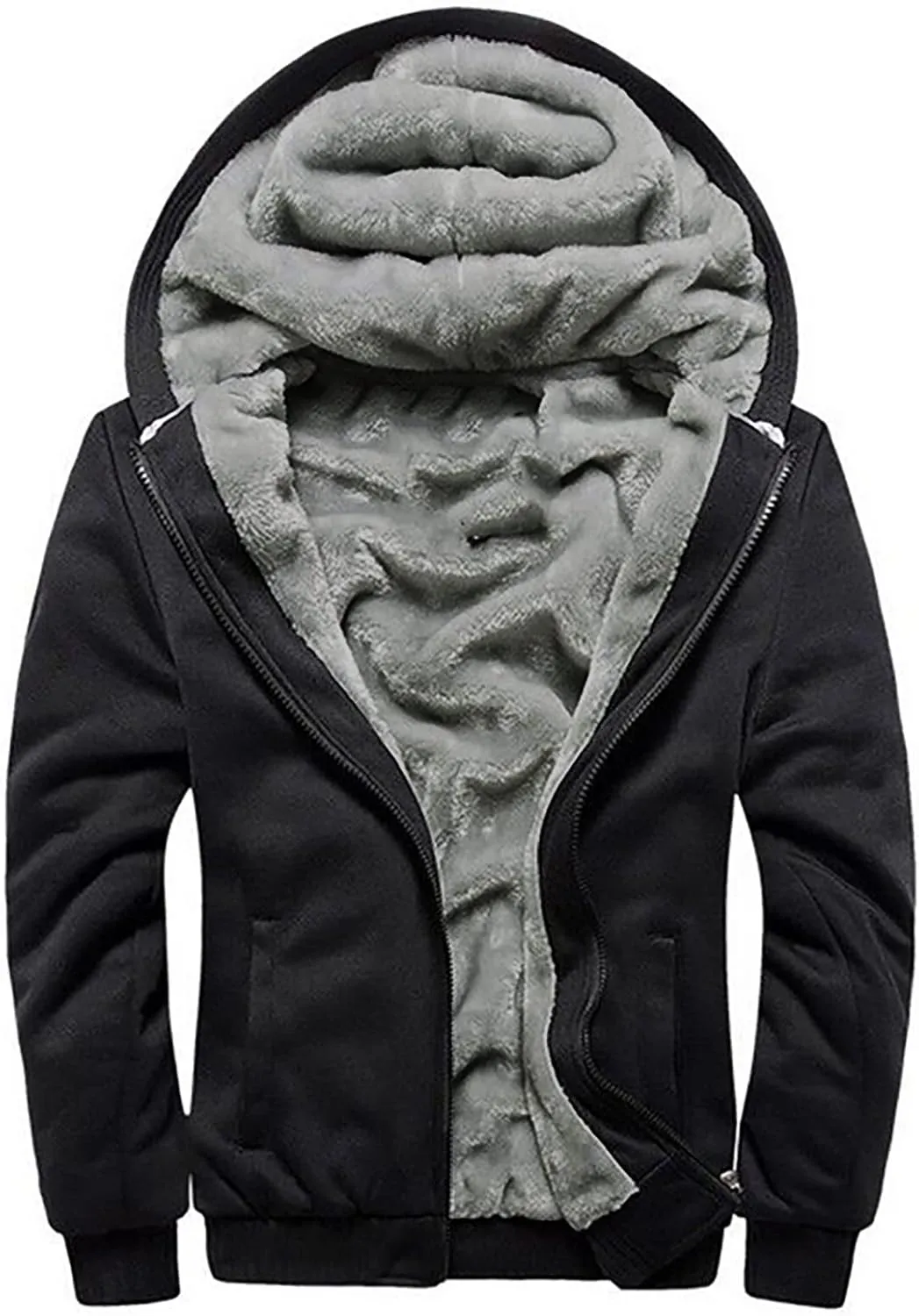 DuDubaby Mens Hoodies Pullover Autumn and Winter Color Loose Casual Plush Jacket Plain Hoodies for Men Trendy Clothes