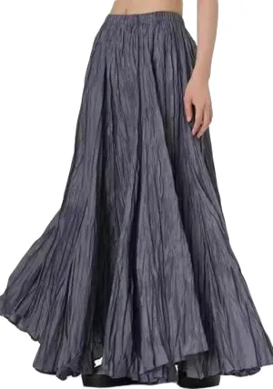 Ecirod Womens A Line Swing Pleated Maxi Skirt Summer Casual Vacation Low Rise Flowy Dance Long Skirt