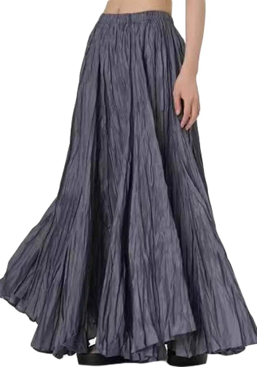 Ecirod Womens A Line Swing Pleated Maxi Skirt Summer Casual Vacation Low Rise Flowy Dance Long Skirt