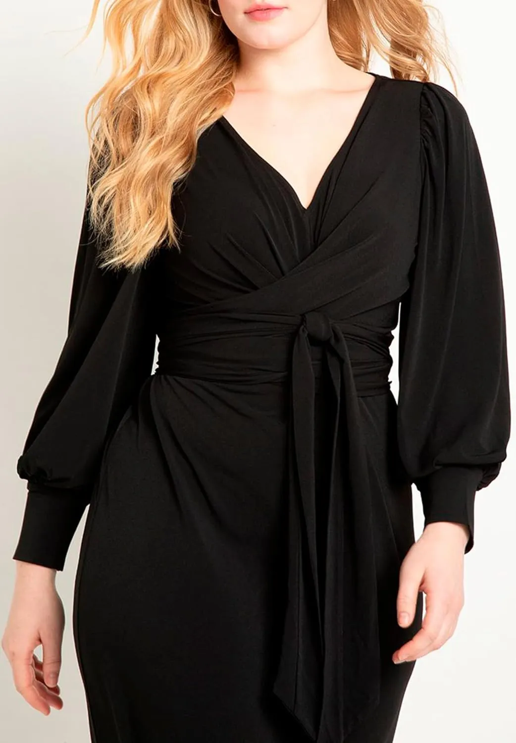 ELOQUII Women's Plus Size Cross Front Midi Dress