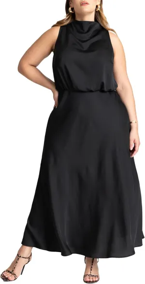 ELOQUII Women's Plus Size Draped Satin Maxi Dress