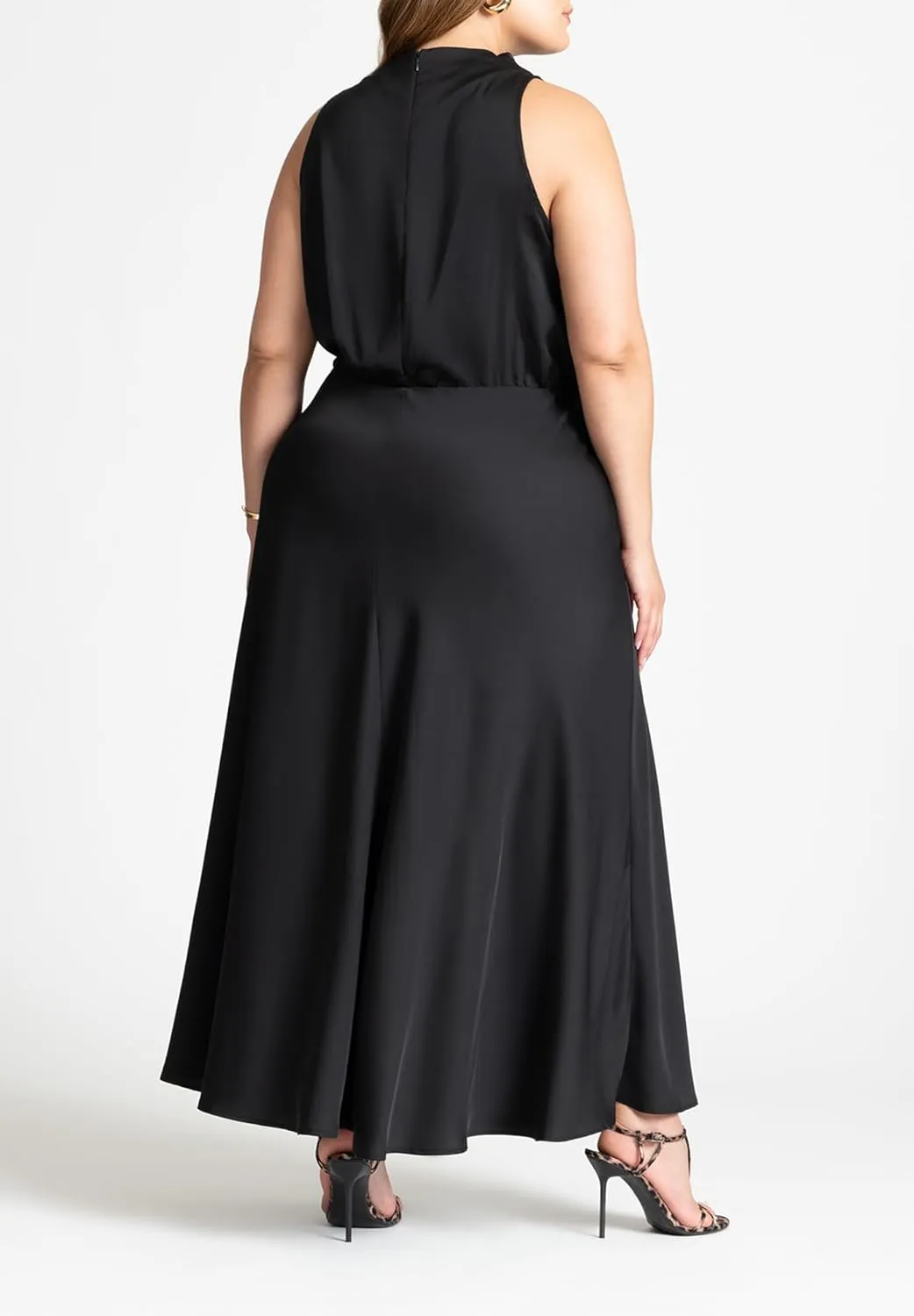 ELOQUII Women's Plus Size Draped Satin Maxi Dress