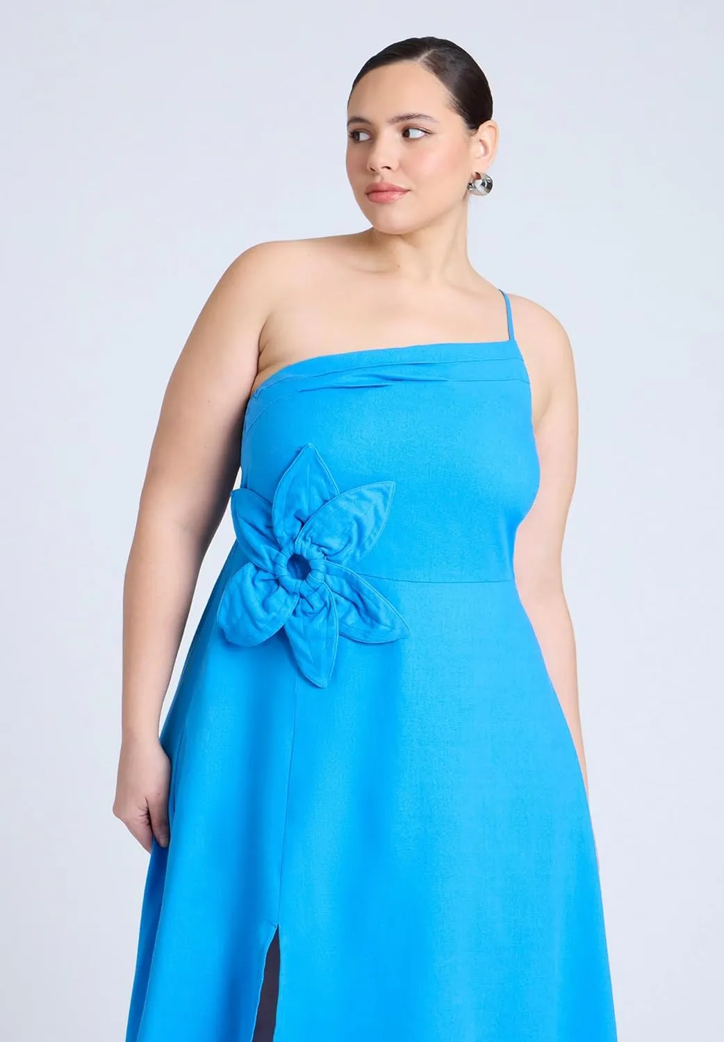 ELOQUII Women's Plus Size Floral Applque Midi Dress