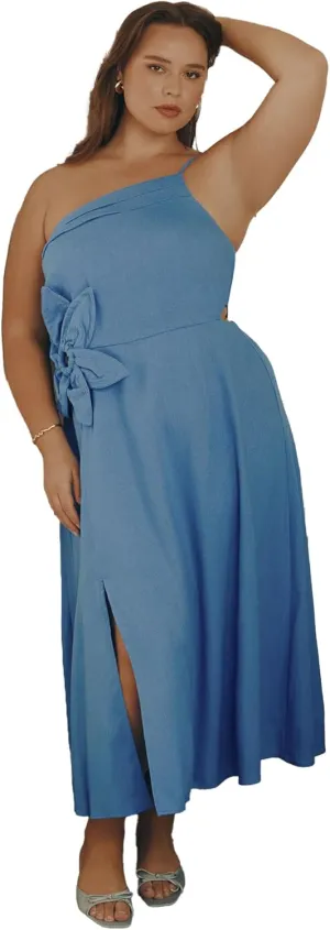 ELOQUII Women's Plus Size Floral Applque Midi Dress